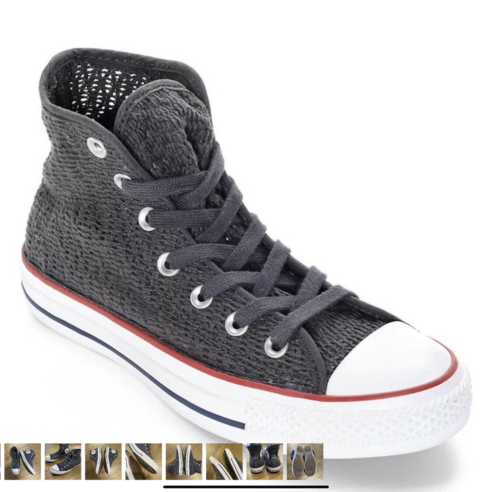 Converse Hi Top Almost Black Crochet Shoes Size 9